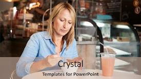  Presentation with coffee shop - Cool new PPT theme with juice free - woman in coffee shop sitting backdrop and a soft green colored foreground