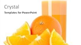  Presentation with orange fruit - Slide deck enhanced with juice glass and orange fruit isolated on white background cutout background and a white colored foreground