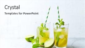  Presentation with ice milk tea - Slide deck featuring juice honey and fresh mint background and a cool aqua colored foreground