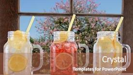  Presentation with mason jar - Presentation featuring juice on a window ledge background and a red colored foreground