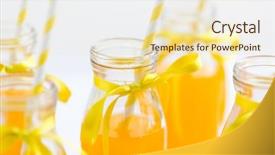  Presentation with orange juice - Presentation theme consisting of juice or lemonade in decorated background and a soft green colored foreground