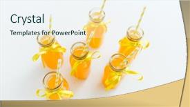  Presentation with orange juice - Beautiful slide set featuring juice or lemonade in decorated backdrop and a sky blue colored foreground