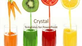  Presentation with fruit vegetable juice - Presentation theme featuring juice pouring from fruits background and a cream colored foreground