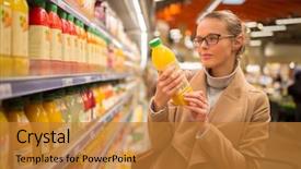  Presentation with grocery store - PPT layouts consisting of juice smoothie at a grocery background and a gold colored foreground
