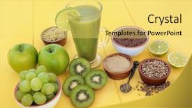  Presentation with fruit drink - PPT layouts consisting of juice smoothie drink with hemp background and a yellow colored foreground