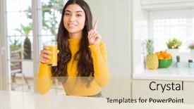  Presentation with drinking glass - Theme consisting of juice surprised with an idea background and a  colored foreground