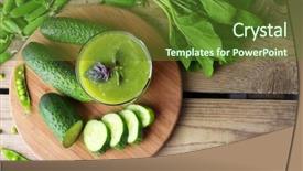 Presentation with spinach - Presentation theme consisting of juice with spinach and cucumber background and a tawny brown colored foreground