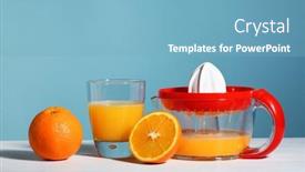  Presentation with blue orange - PPT theme featuring juicer-with-glass-of-fresh background and a light blue colored foreground