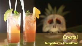  Presentation with fruit cocktail - Amazing slide set having juices liqueurs and various rum backdrop and a tawny brown colored foreground