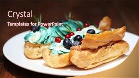  Presentation with bright white - Beautiful presentation design featuring juicy-and-bright-eclairs backdrop and a wine colored foreground