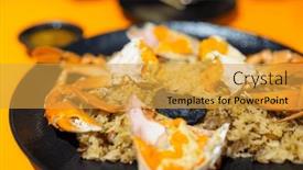  Presentation with crab - PPT theme having juicy-and-delicious-cooked-steamed background and a yellow colored foreground