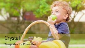  Presentation with green apple - Cool new presentation theme with juicy apple healthy babies nutrition backdrop and a yellow colored foreground