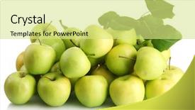  Presentation with green apple - Colorful slide deck enhanced with juicy apples with green leaves backdrop and a yellow colored foreground