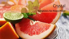  Presentation with bowl - Colorful presentation theme enhanced with juicy composition of tropical fruits backdrop and a coral colored foreground