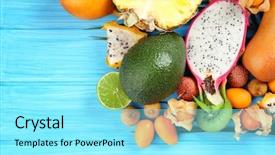  Presentation with fruit - Audience pleasing slide deck consisting of juicy exotic fruits on blue backdrop and a arctic colored foreground