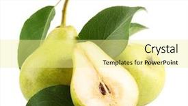  Presentation with blank whiteboard isolated on white - Cool new presentation theme with juicy flavorful pears isolated on white backdrop and a blonde colored foreground