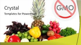  Presentation with gmo - Audience pleasing presentation design consisting of fruits and vegetables without gmo backdrop and a white colored foreground