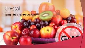  Presentation with gmo - Slide set having juicy fruits without gmo background and a coral colored foreground