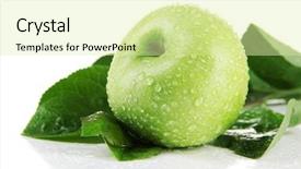  Presentation with green leaves simple - Cool new slides with juicy green apple with leaves backdrop and a  colored foreground