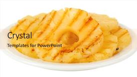  Presentation with manufacturingsteel plate - Beautiful PPT layouts featuring juicy grilled pineapple on plate backdrop and a gold colored foreground