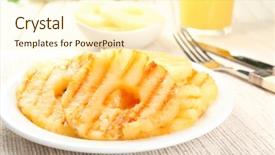  Presentation with pineapple - PPT theme consisting of juicy grilled pineapple on plate on table close-up background and a cream colored foreground