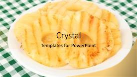  Presentation with pineapple - Slide deck enhanced with juicy grilled pineapple on plate on table close-up background and a yellow colored foreground