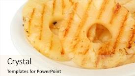  Presentation with pineapple - PPT theme enhanced with juicy grilled pineapple on plate isolated on white background and a blonde colored foreground