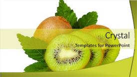  Presentation with kiwi fruit - Audience pleasing theme consisting of juicy-kiwi-fruit-and-leaves backdrop and a yellow colored foreground