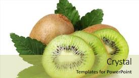  Presentation with kiwi - Slides with juicy kiwi fruit and leaves background and a yellow colored foreground