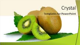 Presentation with kiwi fruit - PPT layouts featuring juicy kiwi fruit and leaves background and a yellow colored foreground