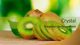  Presentation with kiwi - Audience pleasing slide deck consisting of juicy kiwi fruit on wooden backdrop and a gold colored foreground