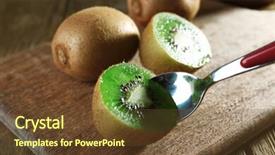 Presentation with kiwi fruit - Presentation theme consisting of juicy-kiwi-fruit-with-spoon background and a tawny brown colored foreground