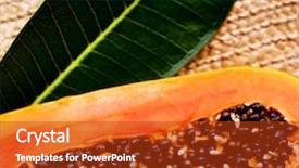  Presentation with papaya - Cool new slides with juicy papaya and a leaf backdrop and a crimson colored foreground