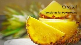  Presentation with pineapple - Presentation theme having juicy pineapple slices on wooden background and a gold colored foreground