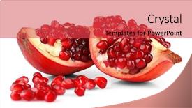  Presentation with pomegranate - PPT theme with juicy pomegranate isolated on white background and a red colored foreground