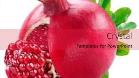  Presentation with pomegranate fruit - Slide set consisting of juicy-ripe-pomegranate-fruit-leaves background and a red colored foreground