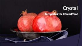  Presentation with pomegranates - Cool new PPT theme with juicy ripe pomegranates on dark background backdrop and a black colored foreground