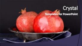  Presentation with pomegranates - PPT layouts with juicy ripe pomegranates on dark background background and a dark gray colored foreground