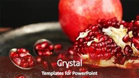  Presentation with pomegranates - Beautiful theme featuring juicy ripe pomegranates on metal plate on dark background backdrop and a tawny brown colored foreground