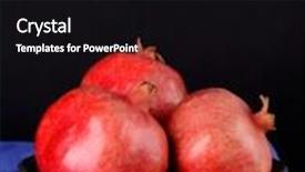  Presentation with pomegranates - Slide deck enhanced with juicy ripe pomegranates on wooden table on dark background background and a black colored foreground
