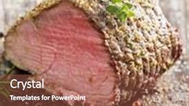  Presentation with roast beef - Theme with juicy roast beef covered in herbs background and a red colored foreground