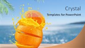  Presentation with blue orange - Slides featuring juicy-sliced-orange-with-orange background and a  colored foreground