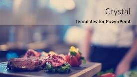  Presentation with steak - Cool new presentation with vegetables on a wooden backdrop and a lemonade colored foreground