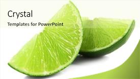  Presentation with lime green and white flower - Cool new PPT theme with juicy slices of lime isolated backdrop and a blonde colored foreground