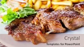  Presentation with meat beef - Slide set having juicy-steak-beef-meat background and a red colored foreground