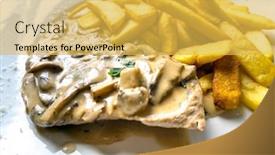  Presentation with meat beef - PPT theme with juicy-steak-beef-meat background and a yellow colored foreground