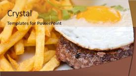  Presentation with beef meat soup stew - Beautiful PPT theme featuring juicy steak beef meat with tomato and potatoes backdrop and a yellow colored foreground