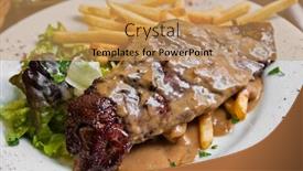  Presentation with meat beef - Cool new slides with juicy steak beef meat with french fries backdrop and a coral colored foreground