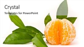  Presentation with leaves - Theme with juicy tangerine and leaves isolated background and a  colored foreground