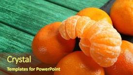  Presentation with dark vintage wood table texture - Audience pleasing PPT theme consisting of juicy tangerines on color wooden backdrop and a tawny brown colored foreground